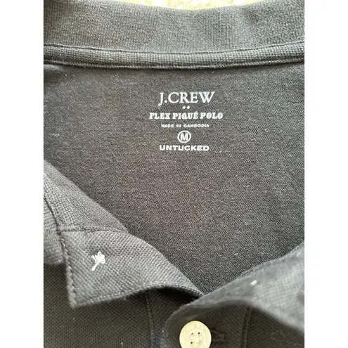 J.Crew  Womens Flex Pique Short Sleeve Untucked Polo Shirt Top Black Size M