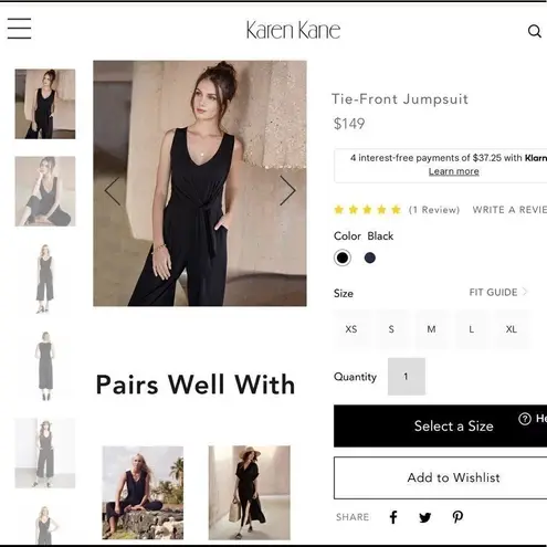 Karen Kane tie front jumpsuit. Runs big.