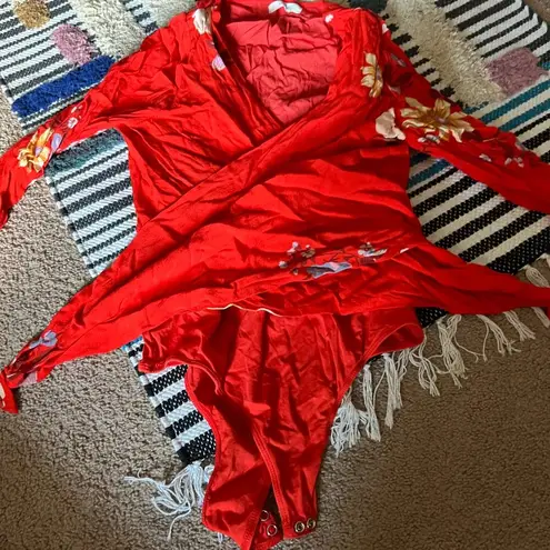 Capulet Revolve x  Bodysuit Red Blouse Small