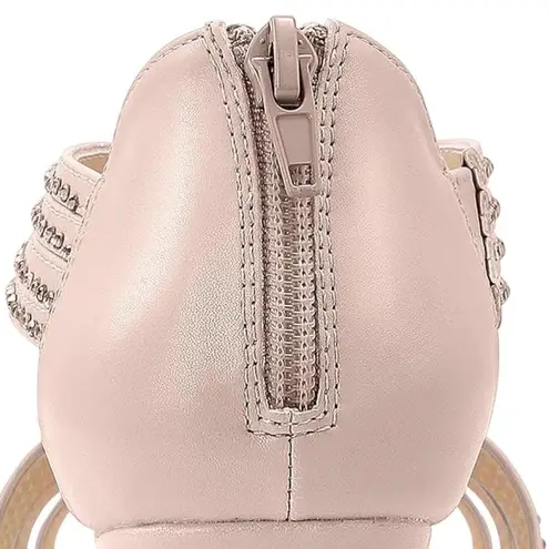 Pizz Annu Diana Low Heel Open Toe Sandals Low Heel Rhinestone Rode Gold Sz 9.5 Pink