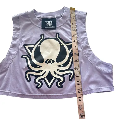 Deep Dark Dangerous Octopus Graphic Cropped Tank – Lavender XS 100% Pima Cotton Purple