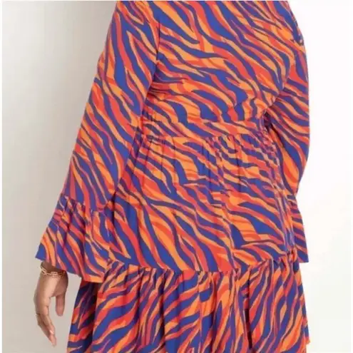 Eloquii Tie Front Ruffle Hem long sleeve Mini Dress - LIZZO wore on SNL, size 28