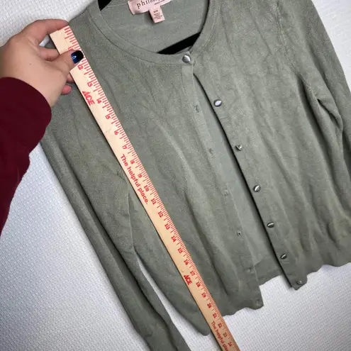 Philosophy Cardigan Womens Medium Sage Green Button Front Knit Sweater