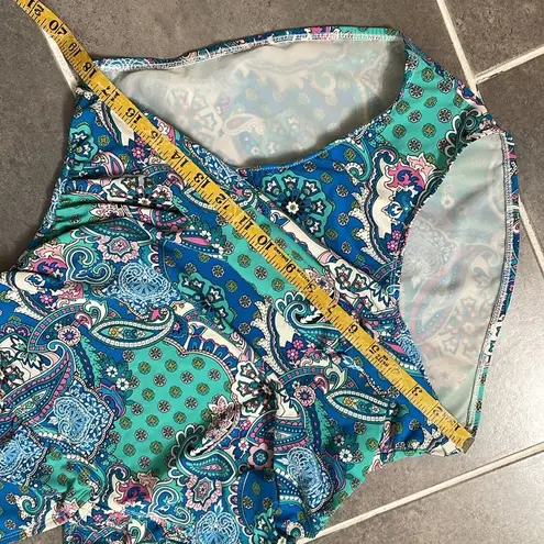 Assets by Sarah Blakley Spanx Paisly Wave full coverage Swim Suit Size XL Green