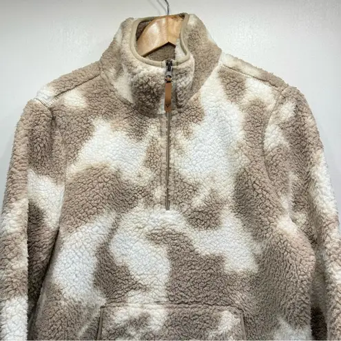 LIV Outdoor Aisley Tan & Cream Patches Sherpa Half Zip Pullover w Pockets Size L Size L