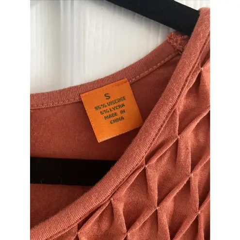 WYLDR WYL Women's Small Orange Rust Blouse‎ Boho Fall Round Neck Top