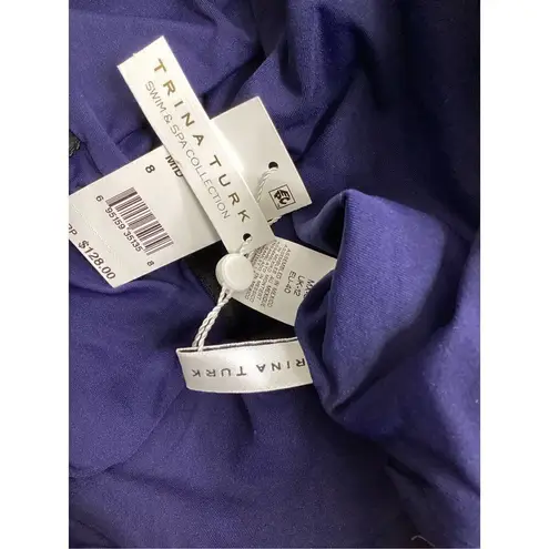 Trina Turk New.  navy off shoulder ruffle top. Size 8. Retails $148