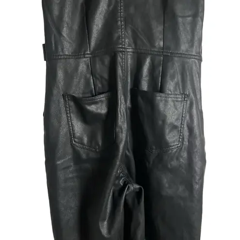 MINKPINK  Liaison Black Faux Leather Utility Short Sleeve Jumpsuit Size XS
