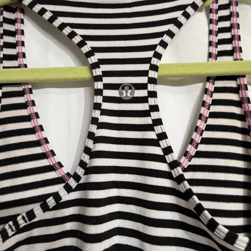 Lululemon  Black Striped Razorback Tank Sz 4