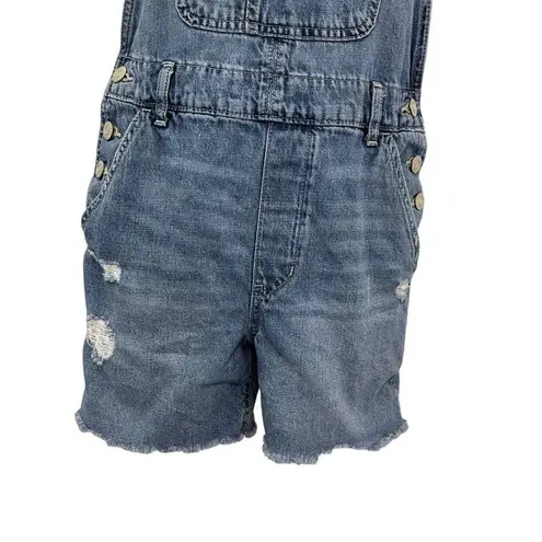 Gap  Denim Bib Shortalls Overalls Cut-Off Distressed Jean Shorts size XS