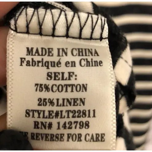 Love Riche Sleeveless Black Ivory Striped W/ Mesh Tank Top Women's Size S Small