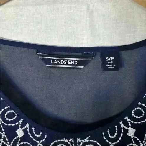 Lands' End  *SMALL 6-8* Navy Blue Beach Swim Cover-Up/Tunic With Embroidery