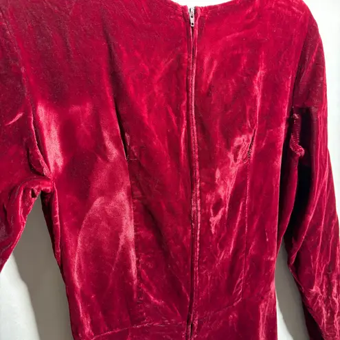 VTG Morbid Threads Velvet Maxi Dress Lace Up V Neck Long Sleeve Burgundy Goth M Red Size M