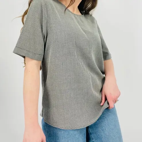 vintage cottagecore essential gingham blouse top flowy shortsleeve minimalist xs Black