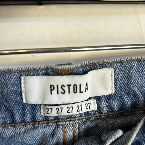 Pistola size 27 Boyfriend Jeans Button Fly Distressed Light Wash Tapered Relaxed