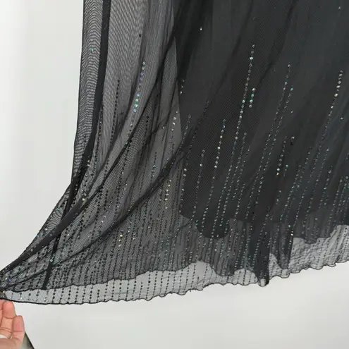 Amanda Smith Womens Black Sequin Dress Size 14 Semi Sheer Witchy Goth LBD