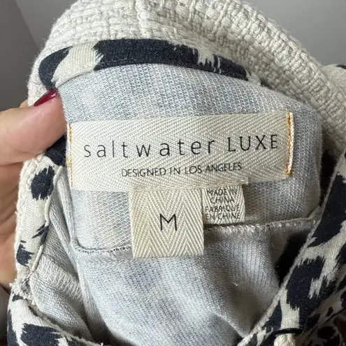 Saltwater Luxe Annie French Animal Print Pullover Hoodie Tan Medium MSRP $92