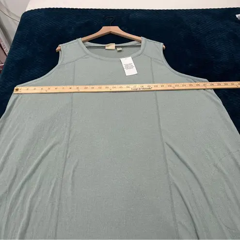 LOGO By Lori Goldstein LOGO Linens Lori Goldstein Sleeveless Aqua Teal Midi Dress Lace Hem Flowy 3X