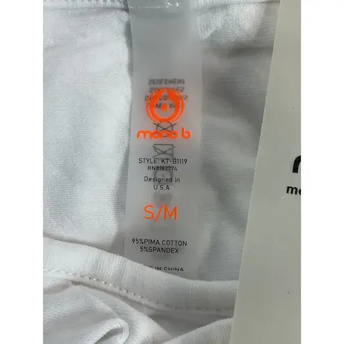 NWT Mono B White Hoodie Tunic Top Womens S/M Short Sleeve Distressed Athleisure