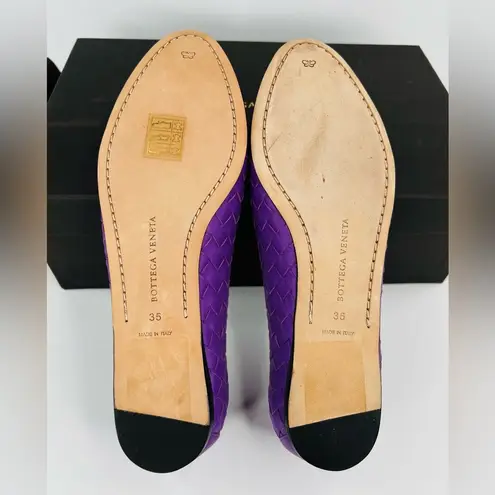 Bottega Veneta Intrecciato Woven Purple Leather Ballet Ballerina Flats EU 35