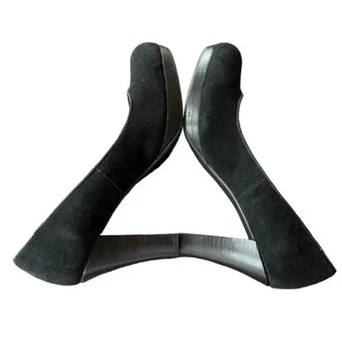 Adrienne Vittadini Black Suede Platform Block Heel Pumps Women's Shoes