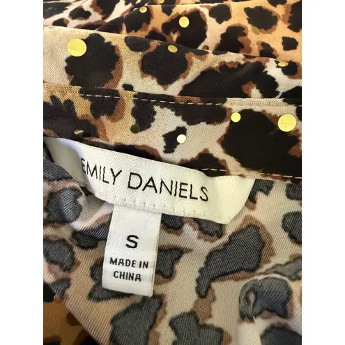 Y2K sequin bling mini dress Leopard Print Shirt Dress Gold Accents Small cheetah Brown