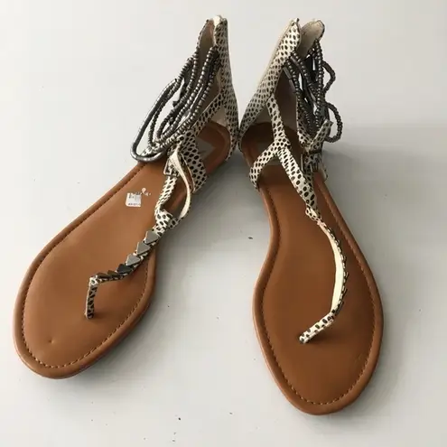 Anthropologie Polka Dots Thong Ankle Strap Sandals Black Size 9