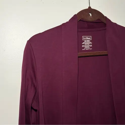 LL Bean Cardigan Open Pima Cotton Soft Long Sleeve Tunic Pockets Royal Plum XS Purple - Image 3