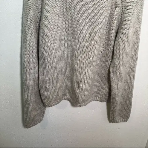 Cowl Neck Sweater Light Heather Gray Cable Knit Size M