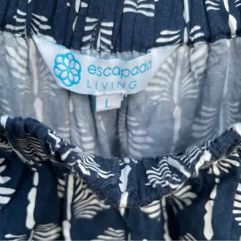 Escapada Living Monica Dress Boho Tassel Size Large Navy Hot Pink Palm Print EUC