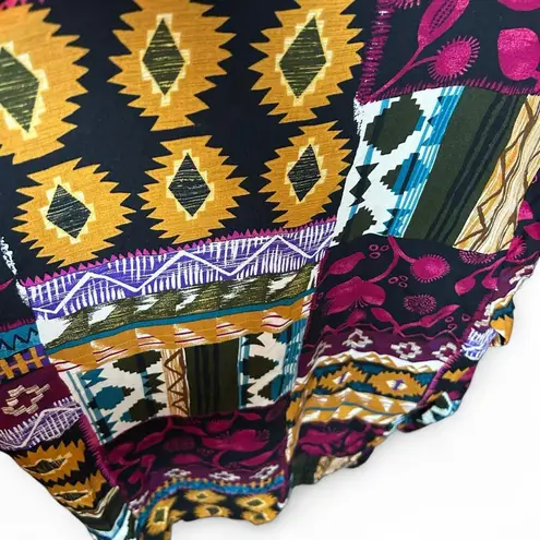 Vintage 90s Oversized Boho Blazer Karibo Western Aztec Print Black Size M