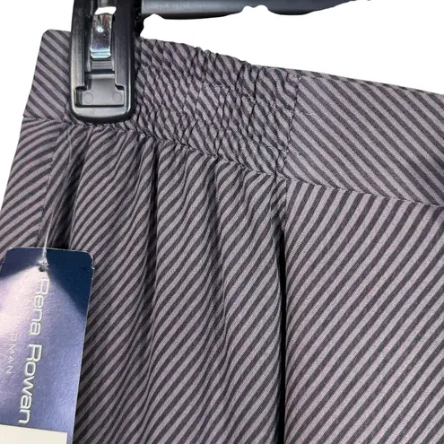 Rena Rowan SZ 16W Midi Skirt Striped Lightweight Rear Slit Lined Quarry Multi