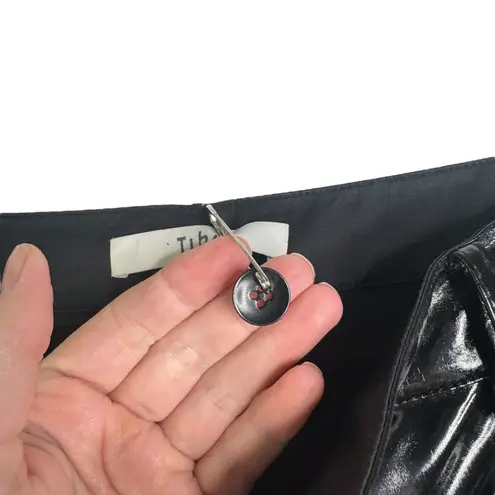 Tibi Tech Patent Faux Leather Skinny Trousers Pants Black Size 4 Costume Biker