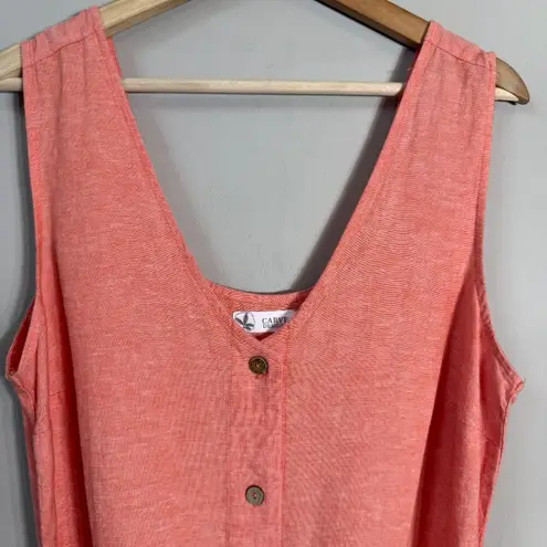 Carve Designs Linen Sleeveless Wide Leg Jumpsuit Womens Medium Coral Belted NWOT