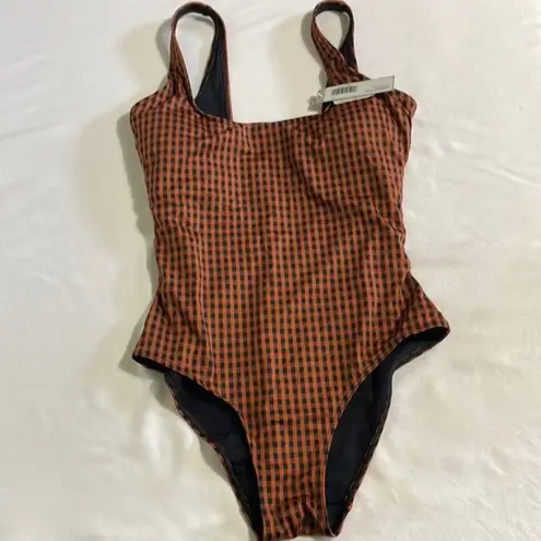 Everlane  Swimsuit Women’s Small NWT Square-Neck Quality One Piece Honey Gingham