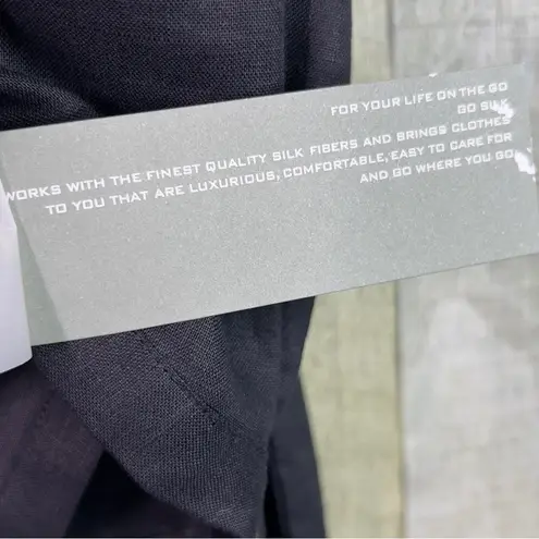 Go Silk Shirt 1X 100% Linen Button Front 3/4 Tabbed Sleeves Button Cuff PocketS Black - Image 14