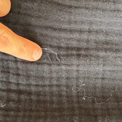 Michael Stars Wide Black Semi Sheer Crop Drawstring Waist Raw Hem Pull On Pants