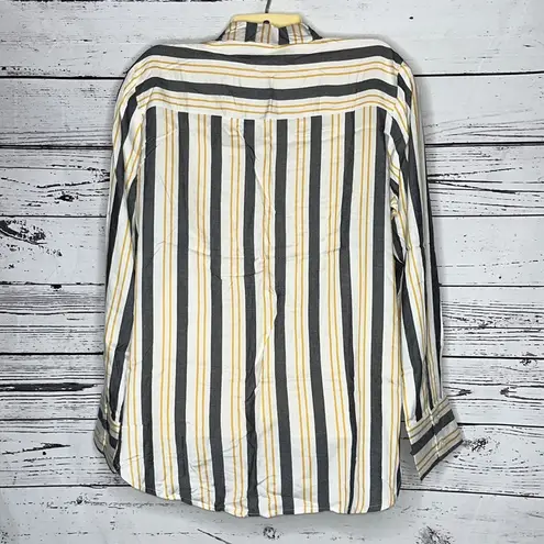 Alexander Jordan NWT Size L Blue & Yellow Stripe Rayon Button Down Shirt Top Size L