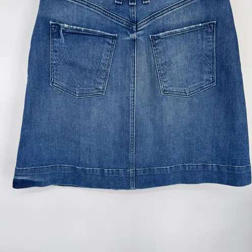 McGuire Denim Blue Jean Button Front Skirt Womens 28 Denim Distressed Pockets