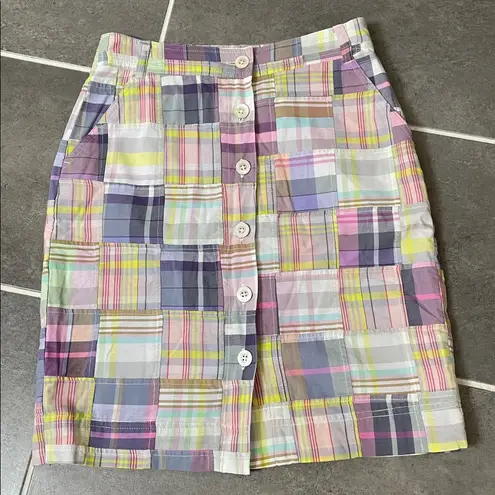 Brooks Brothers Cotton A-Line Button Front Madras Skirt size 4