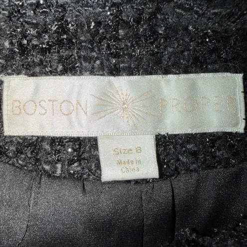 Boston Proper Black Tweed Chain Trim Blazer 8 Sequins
