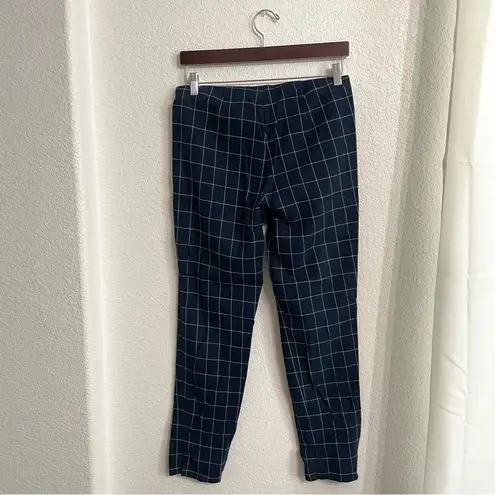 J.Jill  Womens Pants Blue Windowpane Plaid Pull On Cotton Stretch Size 6