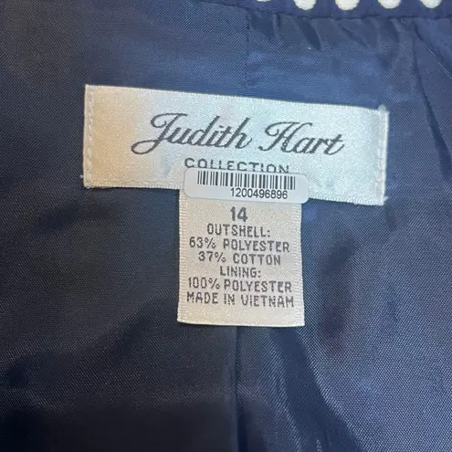 Judith Hart Collection Navy White Polka Dot Blazer Women's Size 14 Blue