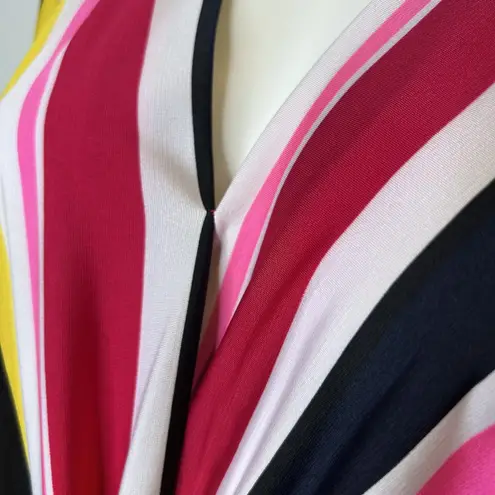 NYGARD Stripe Multicolor Long Sleeve Blouse Red Pink Yellow Size Large