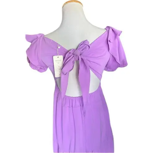 NWT Womens New Fashion Lilac Stunning Tiered Tie Back Midi Dress
