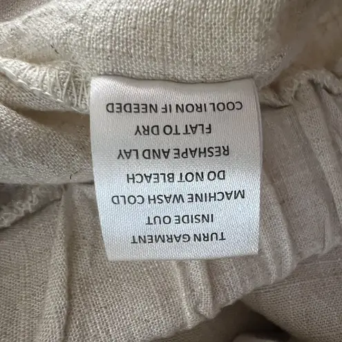 Coco + Carmen Pants Womens Medium Cream Linen Blend Cropped Frayed Hems Neutral