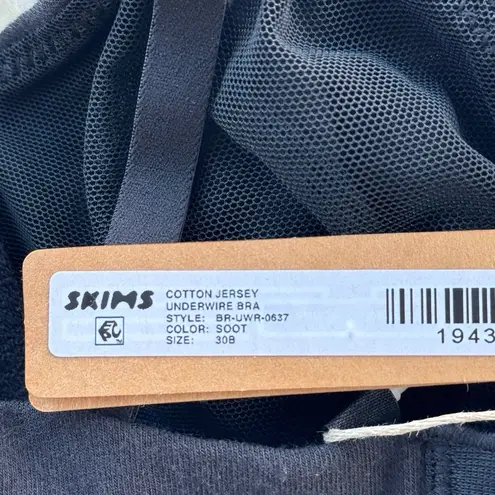 SKIMS Cotton Jersey T-shirt Bra Soot Size 30B