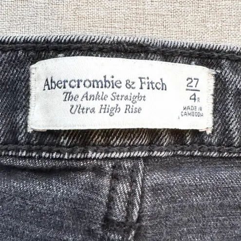 Abercrombie & Fitch Ankle Straight Ultra High Rise Jeans in Washed Black Size 27