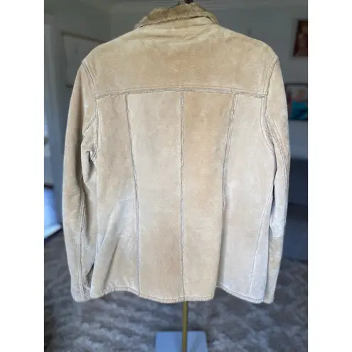 American Eagle  Leather Coat Fur Lined Quiet Luxury Old Money Elevated Neutrals