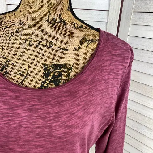 J. Bee Mixed Media Drop Waist Scarf Hem Knit Tunic Shirt Large Purple